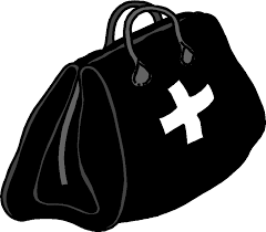 black & white medical bag