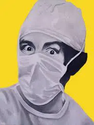 surprised doctor with yellow background