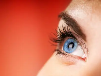 close-up of a person's blue eye