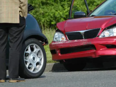 red car involved in a rear-end crash