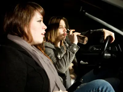 teenage drivers in a car