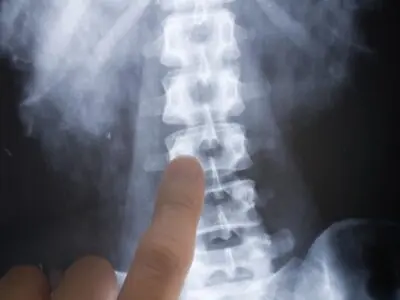 doctor pointing at spinal cory injury x-ray