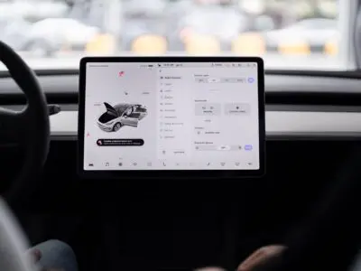 Computer screen in a self-driving car.