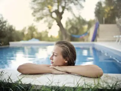 woman relaxing in pool