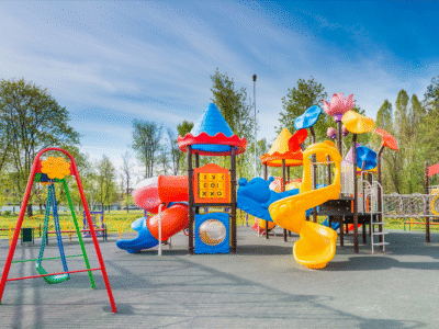 Bright colored playground.